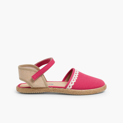Espadrilles fille en toile et lin Framboise