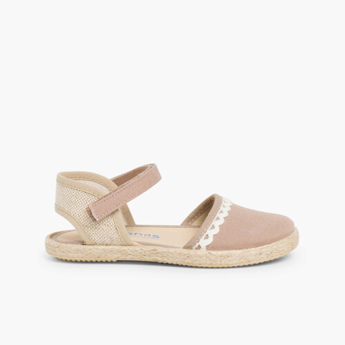 Espadrilles fille en toile et lin Brun