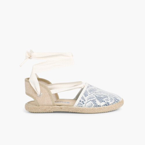 Espadrilles fille à crochet Bleu