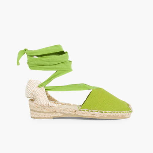 Espadrilles pour femme et enfant en couleur unie Pistache