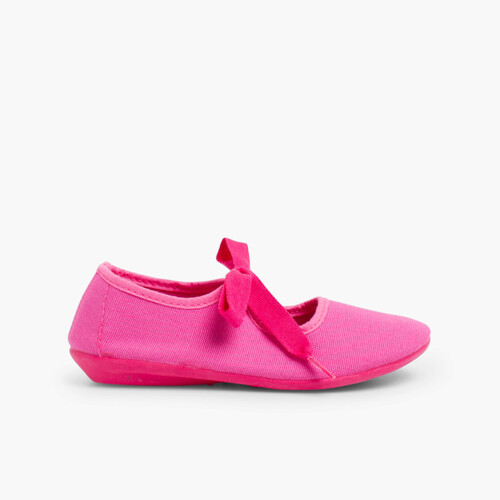 Babies en toile Norteñas avec rubans Fucsia