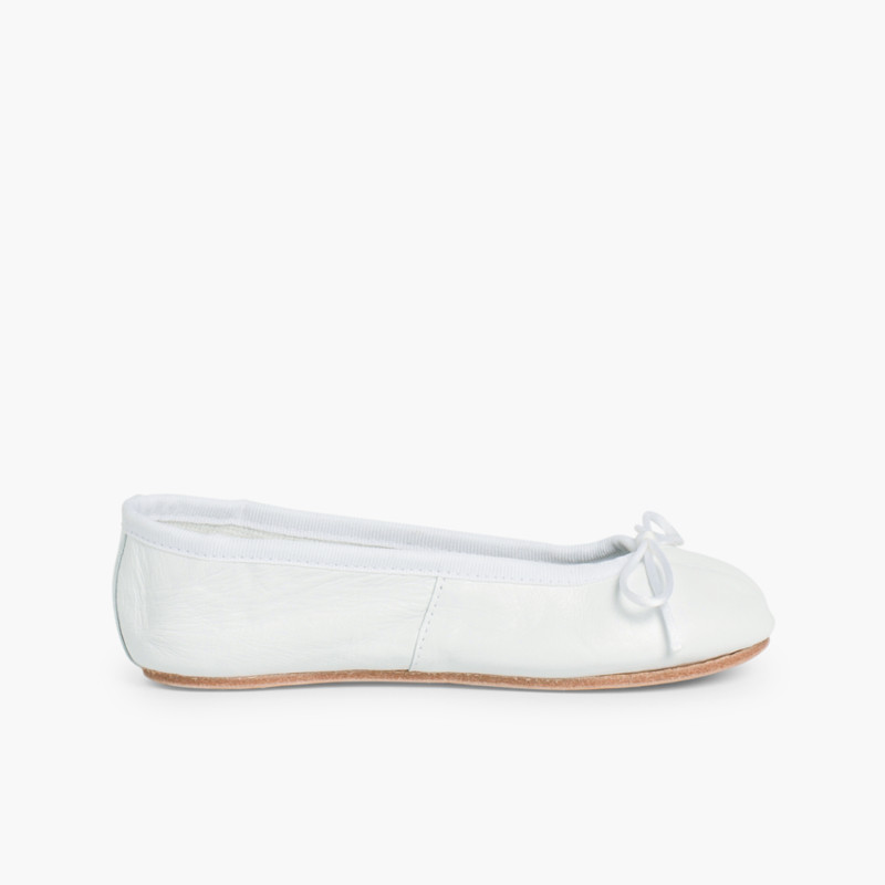 Ballerines Fille et Femme en cuir  Blanc