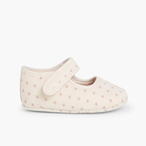 Chaussures babies en toile aux étoiles Beige