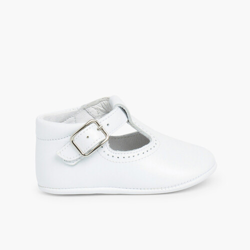 Salomés en cuir pour bébés Blanc