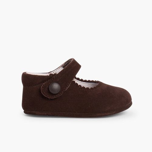 Chaussures en suède avec fermetures à scratch pour bébés Marron