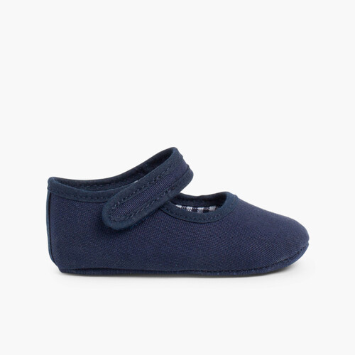 Chaussures babies en toile à scratch pour bébé Bleu Marine