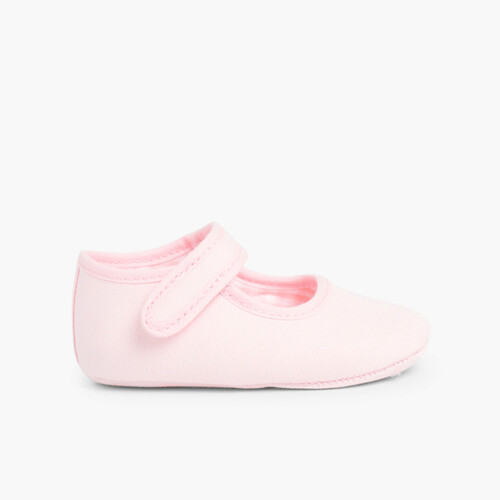 Chaussures babies en toile à scratch pour bébé Rose