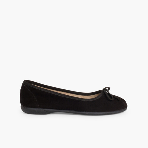 Ballerines fille et femme en suède avec Ruban  Noir