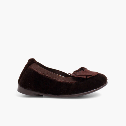 Ballerines Élastiques en Velours pour Fille  Marron