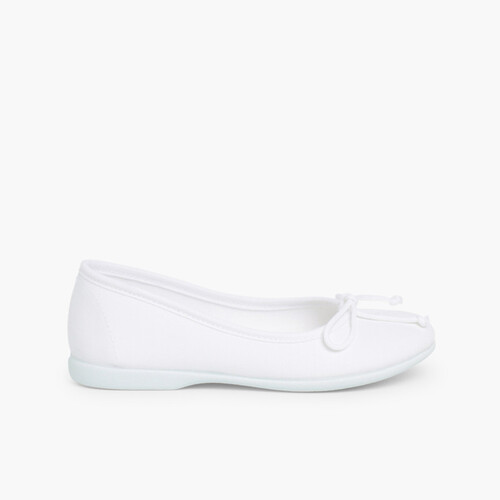 Ballerines pour Fille et Femme en Toile avec Ruban Blanc