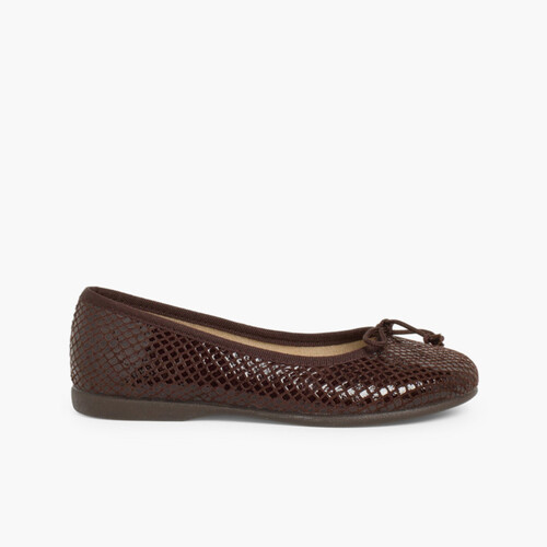 Ballerines Fille Print Serpent  Marron