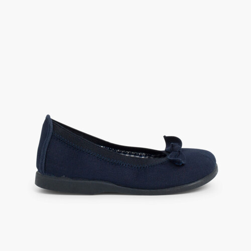 Ballerines pour Fille Premiers Pas avec Ruban et Elastique Bleu Marine