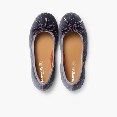Ballerines pour fille avec lien en velours et parures brillantes Gris