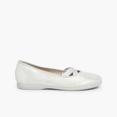 Ballerines fille style ballet effet brillant Argent