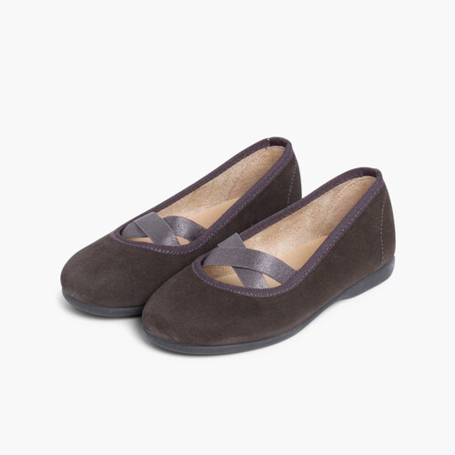 Ballerines Fille ruban croisé style ballet  Gris