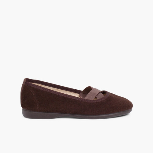 Ballerines Fille ruban croisé style ballet  Marron