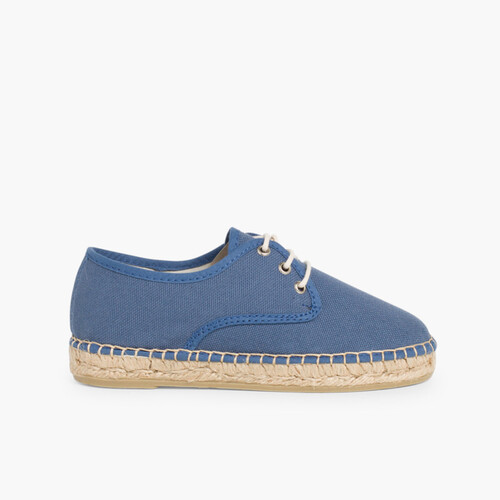 Derbies en toile avec base Espadrille Bleu