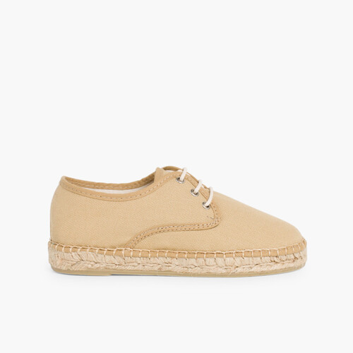 Derbies en toile avec base Espadrille Beige