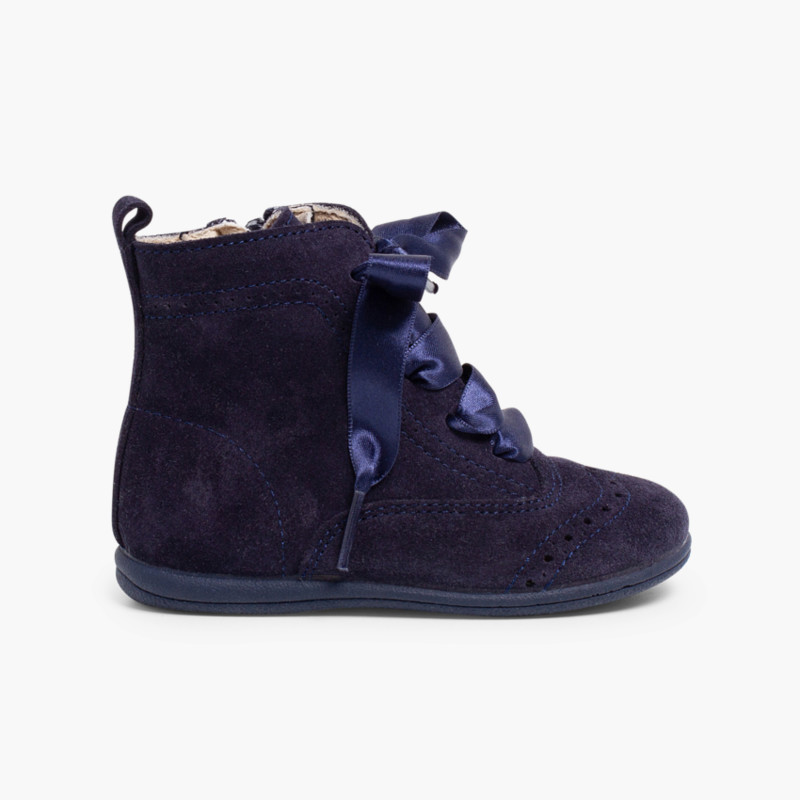 Bottines en suéde a fermeture éclair  Bleu Marine