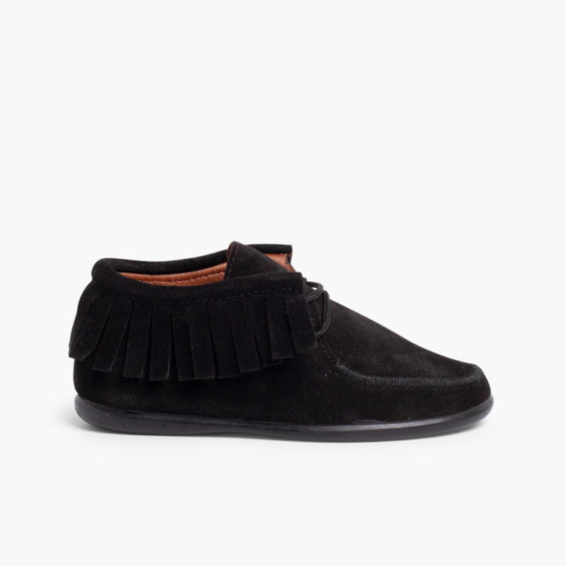 Bottines Enfant et Femme à franges Noir