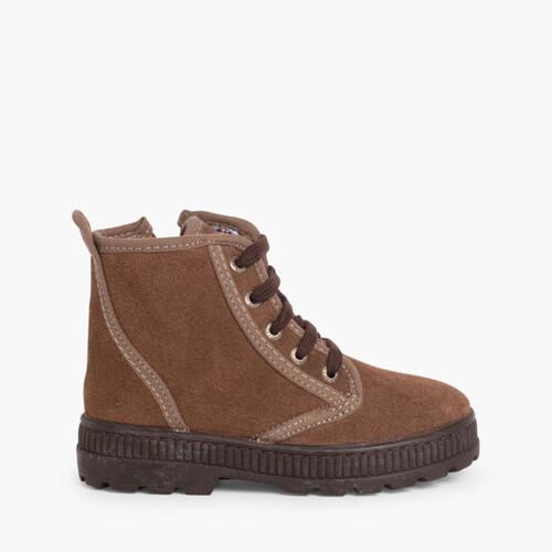 Bottes Enfants en suède Aviateur avec fermeture éclair Marron