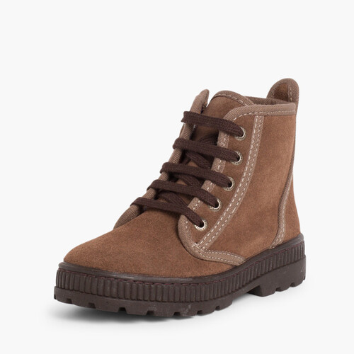 Bottes Enfants en suède Aviateur avec fermeture éclair Marron