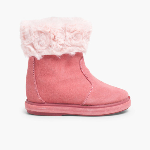 Botte à col en fourrure Rose