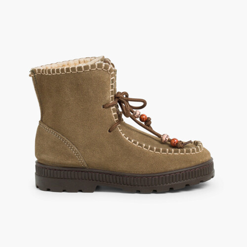 Botte en suéde Doublure imitation peau de mouton Kaki