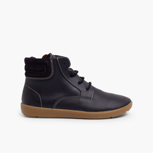Bottines en cuir pour garçon avec fermeture éclair latérale Bleu Marine