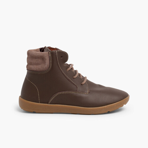 Bottines en cuir pour garçon avec fermeture éclair latérale Marron