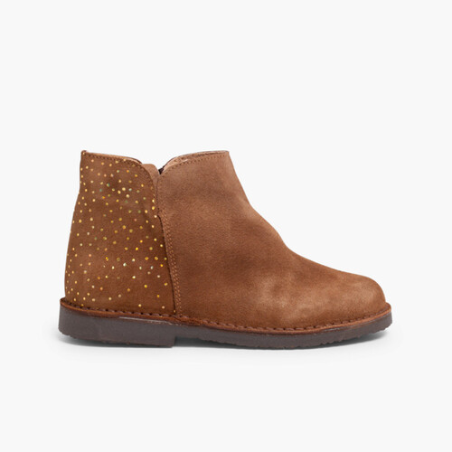 Bottines plates avec Ornements brillants Taupe