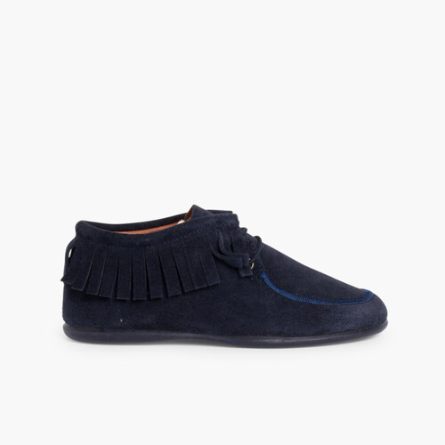 Bottines Enfant et Femme à franges Bleu Marine