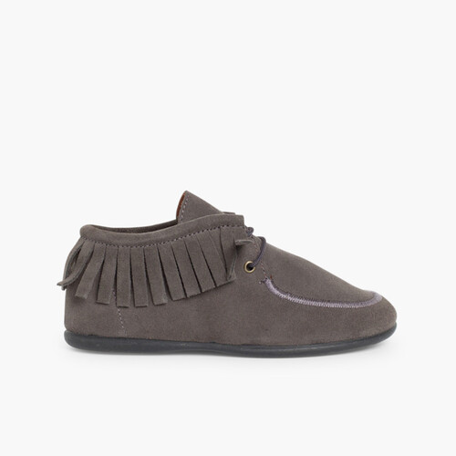 Bottines Enfant et Femme à franges Gris