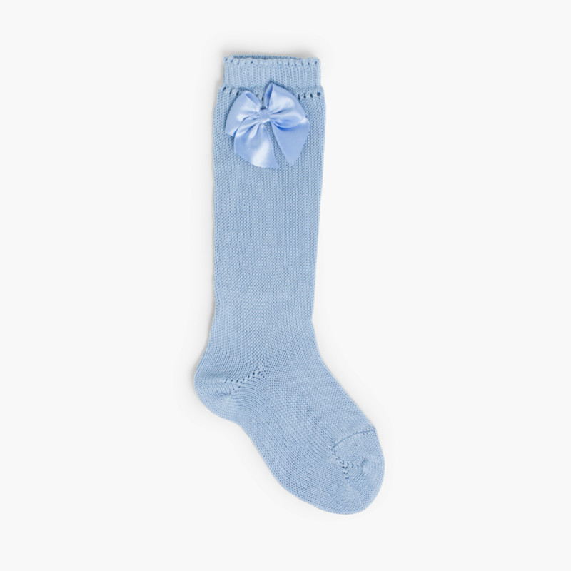 Chaussettes Hautes CONDOR Perlées avec Rubans Bleu clair