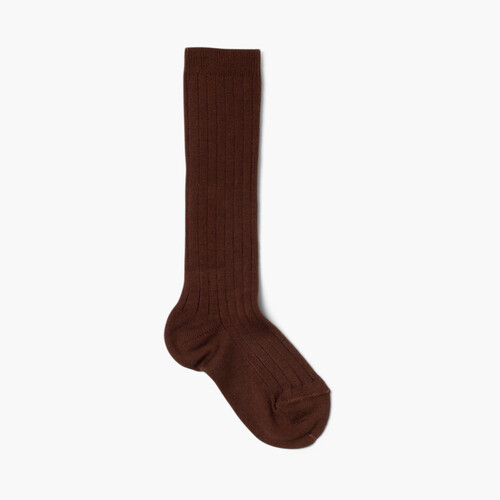 Chaussettes Hautes Enfant Maille Côtelée Condor Marron