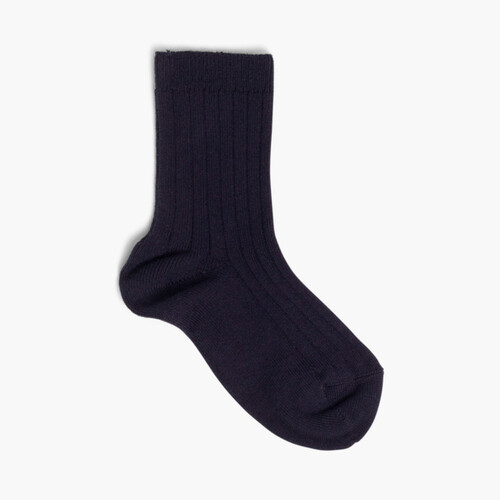 Chaussettes Courtes Enfant Maille Côtelée Condor Bleu Marine