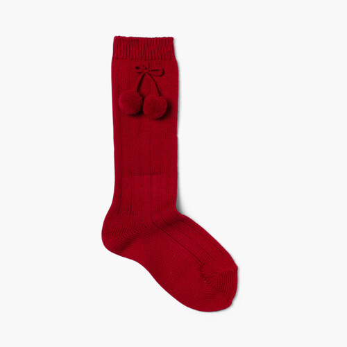 Chaussettes Bébé CONDOR avec pompons Bourgogne