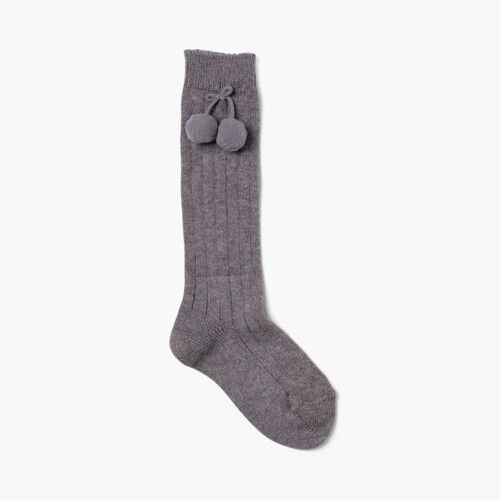 Chaussettes Bébé CONDOR avec pompons Gris