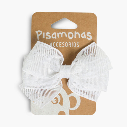 Barrette pour Cheveux avec Ruban Raphia Blanc