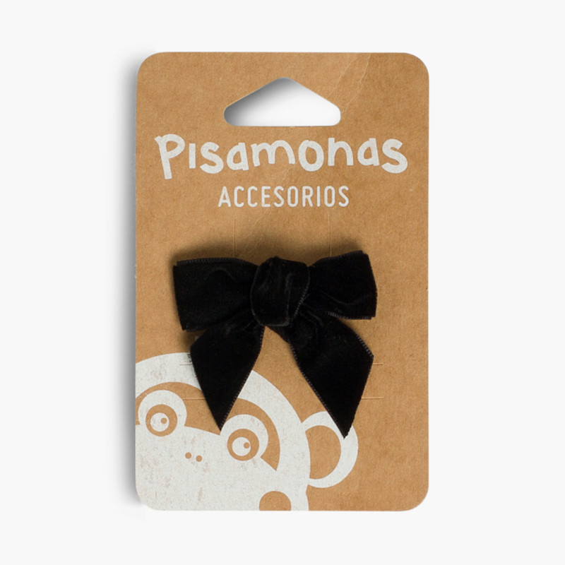 Élastique à cheveux avec nœud papillon en velours Noir