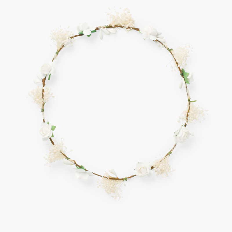 Bande simple pour cheveux avec fleurs et gysophile Blanc