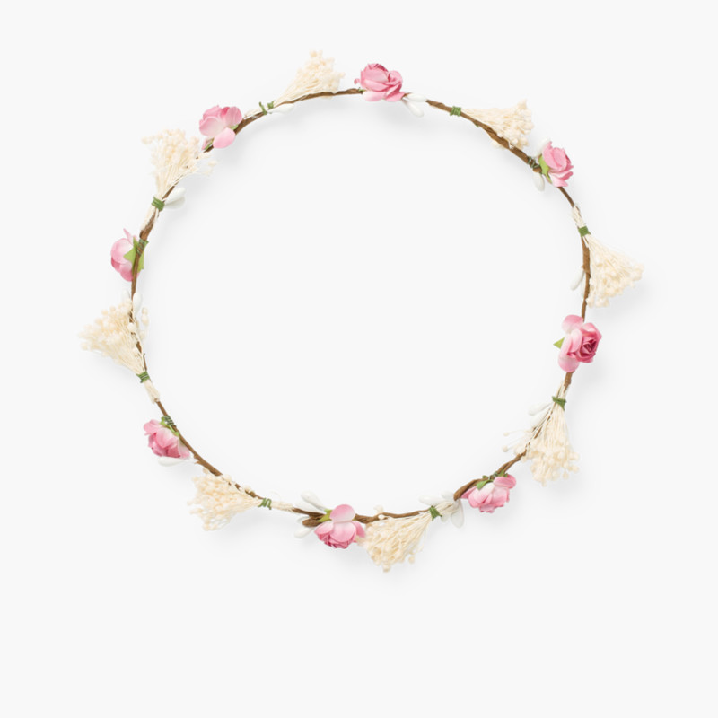 Bande simple pour cheveux avec fleurs et gysophile Rose de France