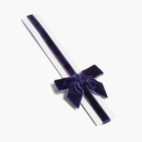 Serre-tête élastique en velours avec nœud papillon Bleu Marine