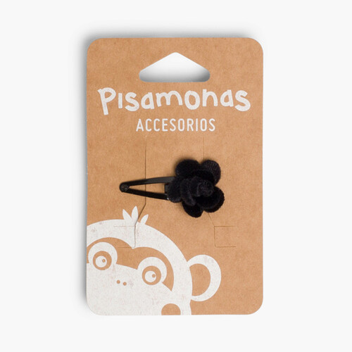 Barrette à cheveux avec Fleur en Velours Noir