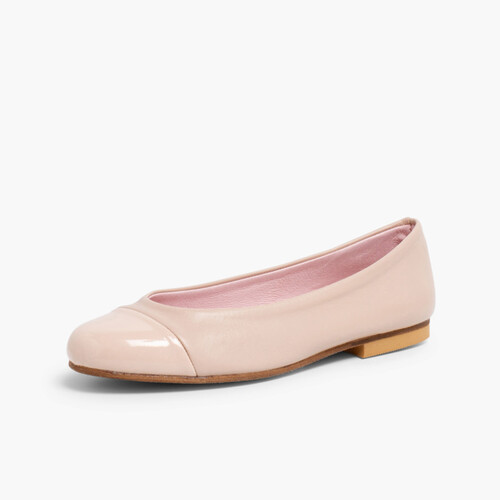 Ballerines Fille & Femme en Cuir Verni et Cuir Nappa Couleur Chair