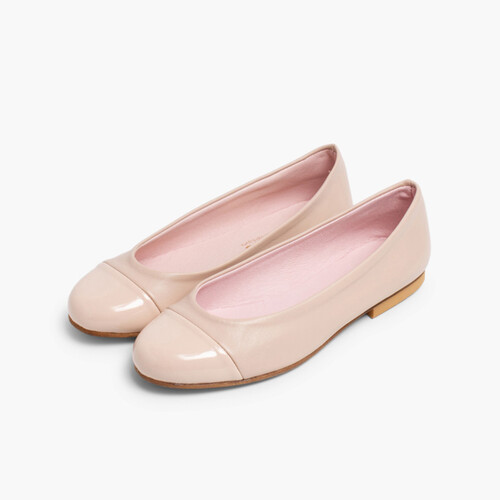 Ballerines Fille & Femme en Cuir Verni et Cuir Nappa Couleur Chair