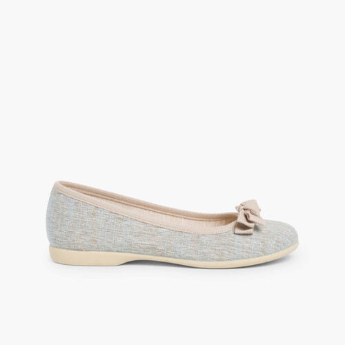 Ballerines en Lin avec Ruban – Pour Fille & Femme Bleu