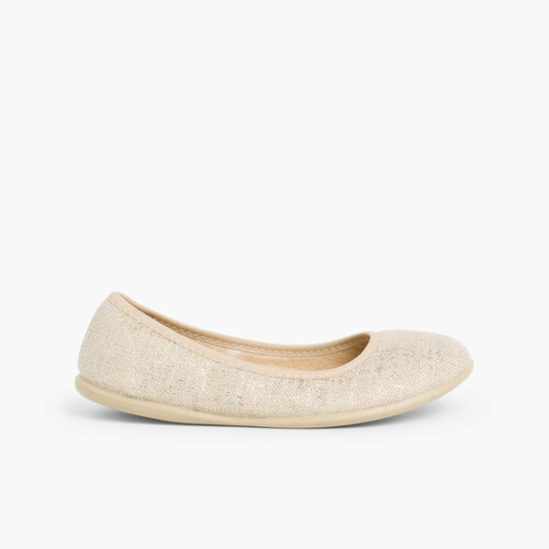 Ballerines pour Fille et Femme en Lin Métallisé Brun