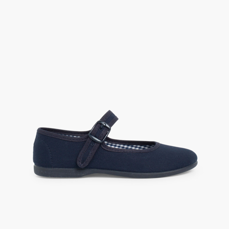 Chaussures en toile à boucle pour Fille (Grandes Tailles) Bleu Marine