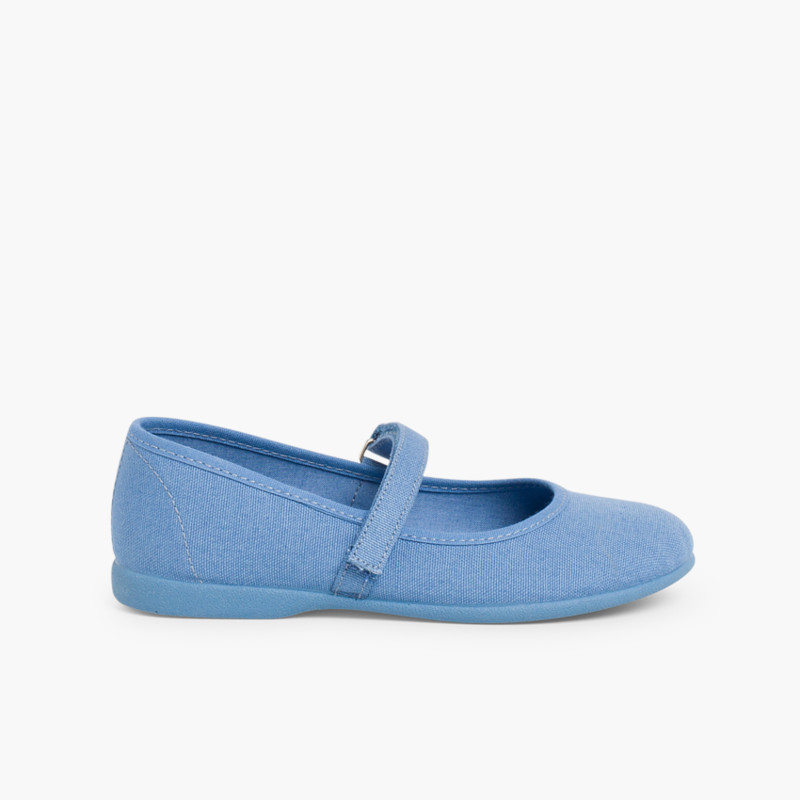 Babies à scratch Fin en toile pour Fille  Bleu azur